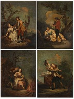 VENETIAN SCHOOL, 18th CENTURY - View, Hear, Touch, Smell, series of four Allegories of the Senses
