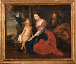 FOLLOWER OF RUBENS, 18th CENTURY - Holy Family with parrot