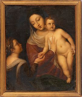 IN THE MANNER OF TIZIANO VECELLIO, 19th CENTURY - Mystical marriage of Saint Catherine