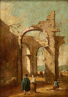 GIACOMO GUARDI (Venice, 1764 - 1835), ATTRIBUTED TO  - Caprice with figures