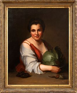AMBIT OF JEAN-BAPTISTE SANTERRE (Magny-en-Vexin, 1651 - Paris, 1717) - Woman with cabbage