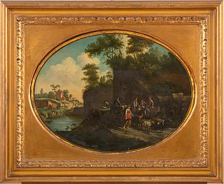 ANONYMOUS ARTIST, FIRST HALF OF THE 19th CENTURY - Landscape with sheperds, herds and river