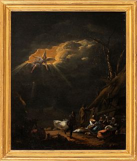 NICOLAES BERCHEM (Haarlem, 1620 - Amsterdam, 1683), ATTRIBUTED TO    - Annunciation of the sheperds