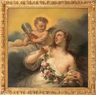 ROMAN SCHOOL, FIRST HALF OF THE 18th CENTURY - Venus with cupid (Flora)