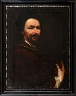 SPANISH PAINTER (?), 17th CENTURY - Portrait of man with moustache and hat