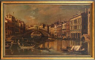ANONIMOUS, LATE 19th CENTURY - View of Ponte di Rialto from the Canal Grand 