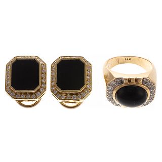 A Collection of Diamond & Onyx Jewelry