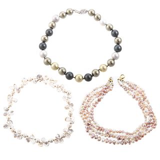 A Trio of Pearl & Shell Necklaces