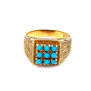Retro 18k Gold Turquoise Ring 