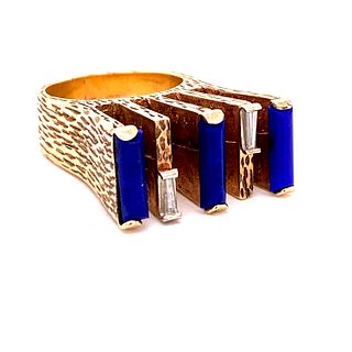 Avant Garde 14k Lapis-lazuli Diamond Ring