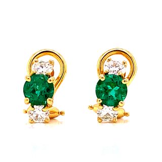 18k Emerald Diamond Earrings 