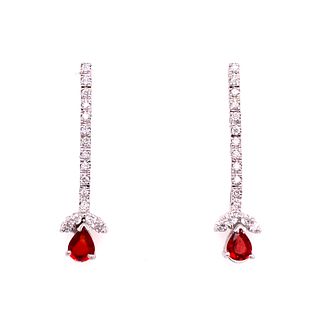 18k Garnet Diamond Earrings 