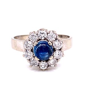 14k Diamond Sapphire Rosette Ring