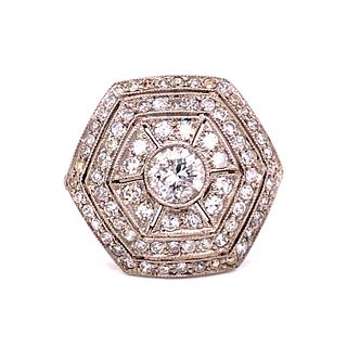 Art Deco Platinum Diamonds Cocktail Ring