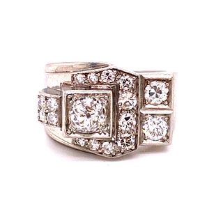Art Deco Platinum Chevalier Diamond Ring