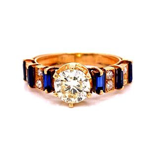 18k Diamond Sapphire Ring 