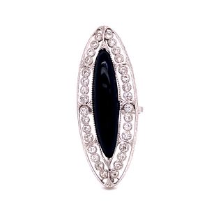 Art Deco Platinum Onyx Diamonds Ring