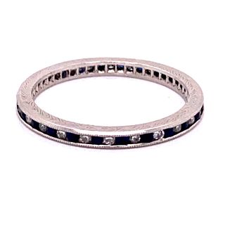 Platinum Sapphire Diamond Eternity Ring