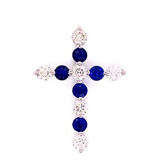 Sapphire Diamond 14k Gold Cross