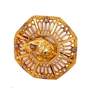 Art Nouveau 18k Gold Diamonds Eagle Brooch