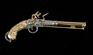 14K YG & 925 Pistol Revolver Gun Pendant