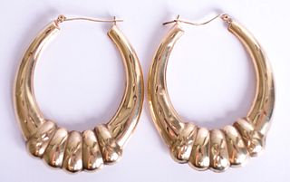 Large 10K Yellow Gold Hoop Earrings