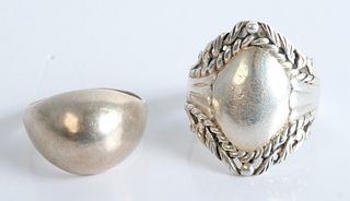 Two Sterling Silver Rings, sizes 7 & 8
