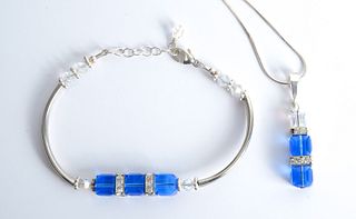 Sterling Silver & Cobalt Necklace & Bracelet