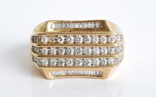 10K Yellow Gold & Diamond Men's Ring