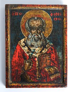 Russian/Greek Icon depicting St. Nicholas, 19th C