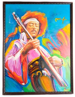 Attr. Peter Max "Jimi Hendrix" Acrylic on Canvas