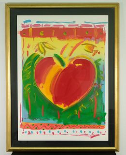 Peter Max 'Heart' Enhanced Serigraph on Paper