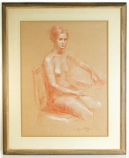 MCM Pastel Seated Nude, Signed Dated '67