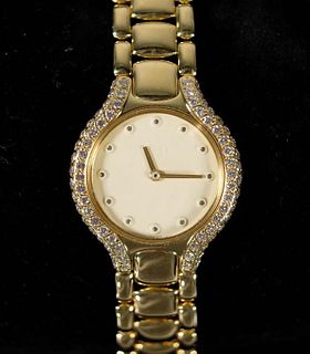 18K YG Ebel Beluga 1911 Watch w/Diamond Bezel