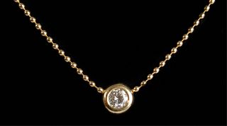 14K Yellow Gold & Diamond Pendant Necklace