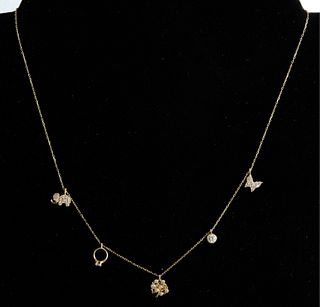 18K Yellow Gold Charm Necklace
