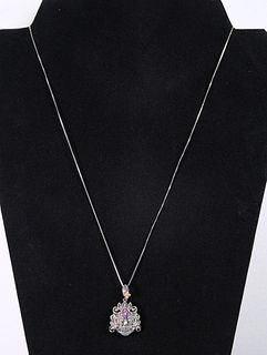 18K & 925 Gemstone Tibetan Mask Pendant Necklace