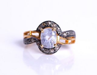 Light Blue Sapphire & Diamond Ladies Ring