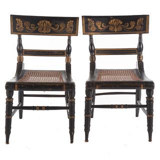 Pair of American Fancy Painted Wood Side Chairs