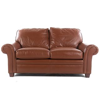 Hancock & Moore Brown Leather Two Cushion Loveseat