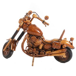 Large Carved Wood Harley Davidson Style Motorcycle