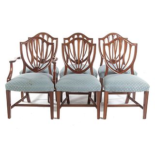 Set of 6 Biggs Mahogany Shieldback Dining Chairs