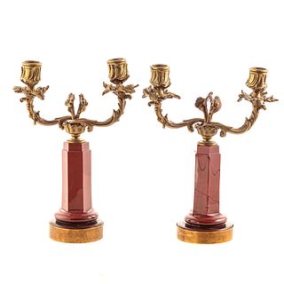 Pair French Empire Style Lithylin Candelabra