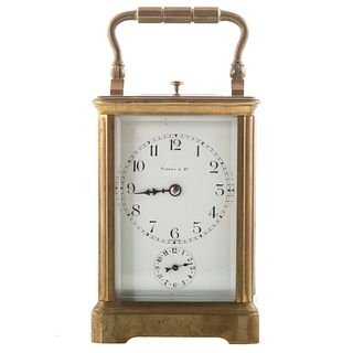 Brass & Glass Carriage Clock, Retailed by Tiffany