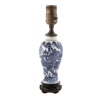 Chinese Export Blue/White Jar Lamp