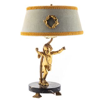Continental Gilt Bronze Cherub Lamp