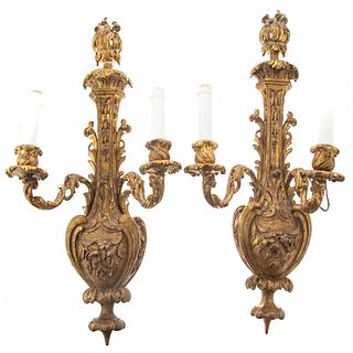 Pair of Italian Carved/Gilded Wood Sconces