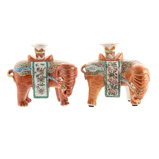 Pair Chinese Export Elephant Joss Holders