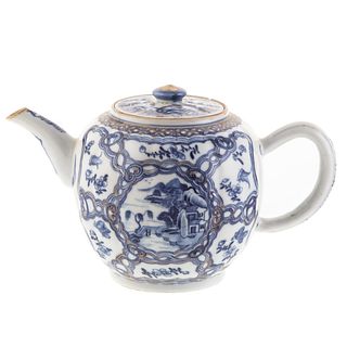 Chinese Export Blue/White Globular Teapot
