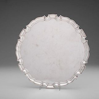 English Sterling Scalloped Rim Serving Tray 